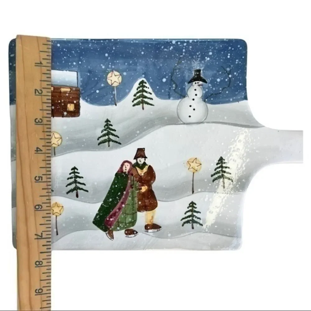 Carol Endres pure art Christmas painted ceramic cheese board